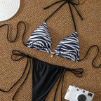 Damen Triangel-Bikini-Set mit modernem ZR&Bra-Muster R&B