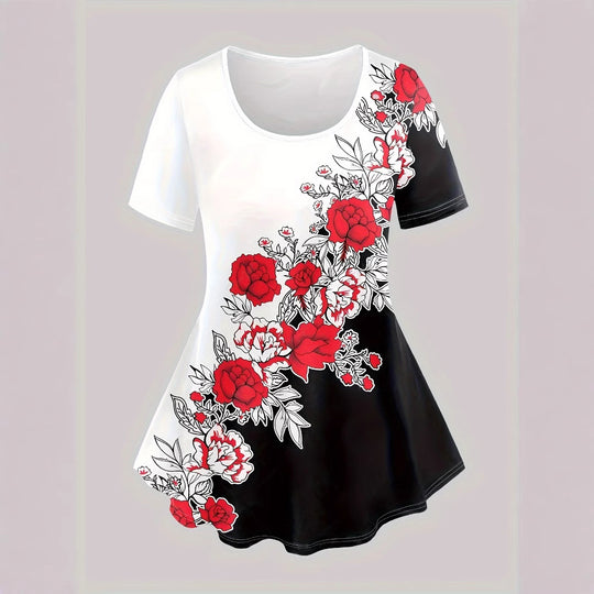 Damen Freizeit-Tunika mit floralem Print und ausgestelltem Schnitt R&B