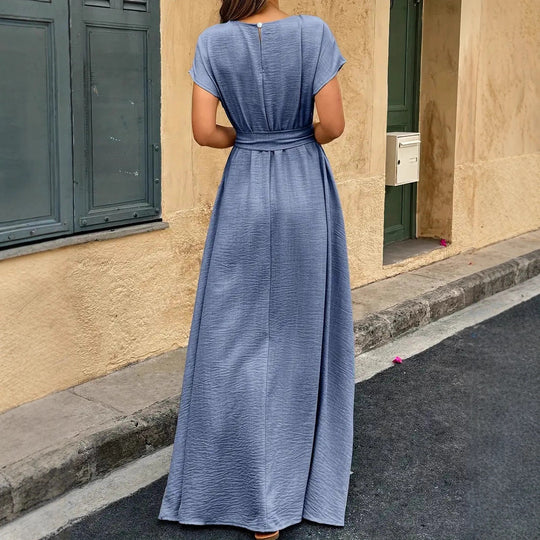 Damen Maxikleid mit Taillengürtel und lässigem Schnitt R&B