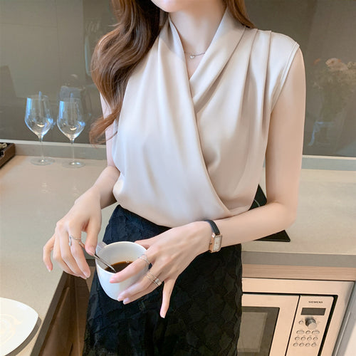Damen Elegante Wickelbluse R&B