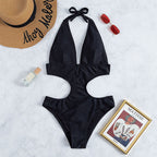Damen Cut-Out Badeanzug mit tiefem V-Ausschnitt und seitlichen Einschnitten R&B