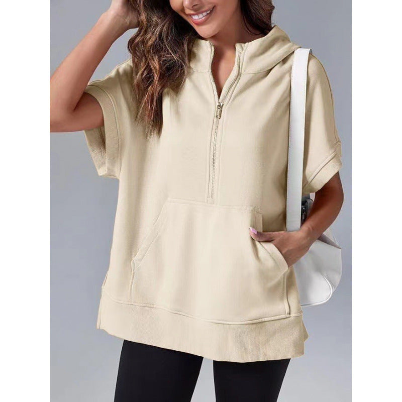 Damen Lässiger Kapuzenpullover mit Reißverschluss und praktischen Taschen R&B