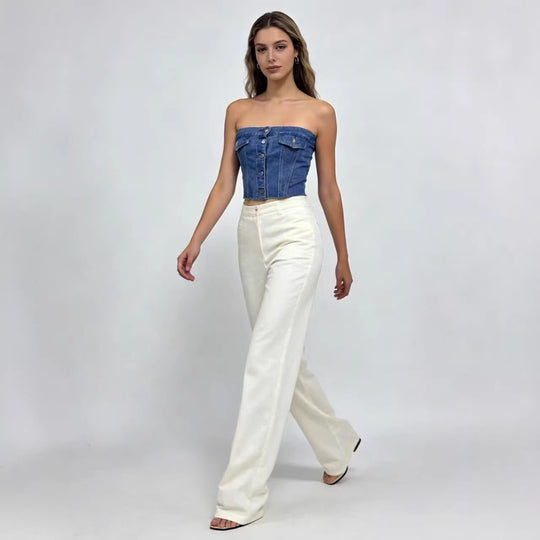 Damen Jeans Bustier Top R&B