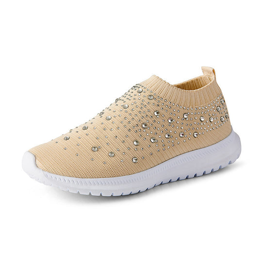 Damen modische Slip-On Sneakers mit Glitzerapplikationen R&B