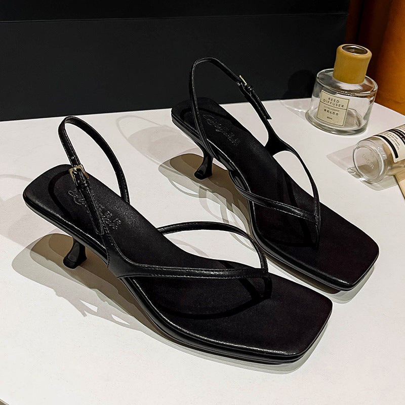 Damen elegante Schlappen mit schickem Riemendesign und komfortablem Absatz R&B