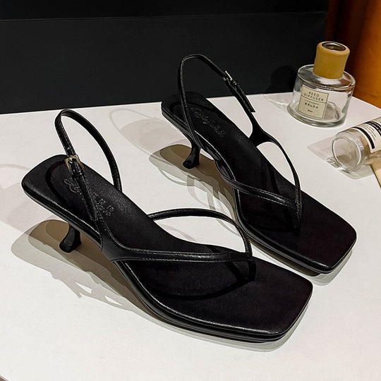 Damen elegante Schlappen mit schickem Riemendesign und komfortablem Absatz R&B