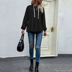 Damen lässiger Hoodie mit Rüschendetail und Kordelzug R&B