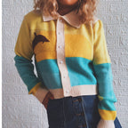 Damen Strickjacke mit verspieltem Motiv und modernem Farbverlauf R&B