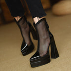 Damen modische High Heel Stiefeletten mit Netzdesign R&B