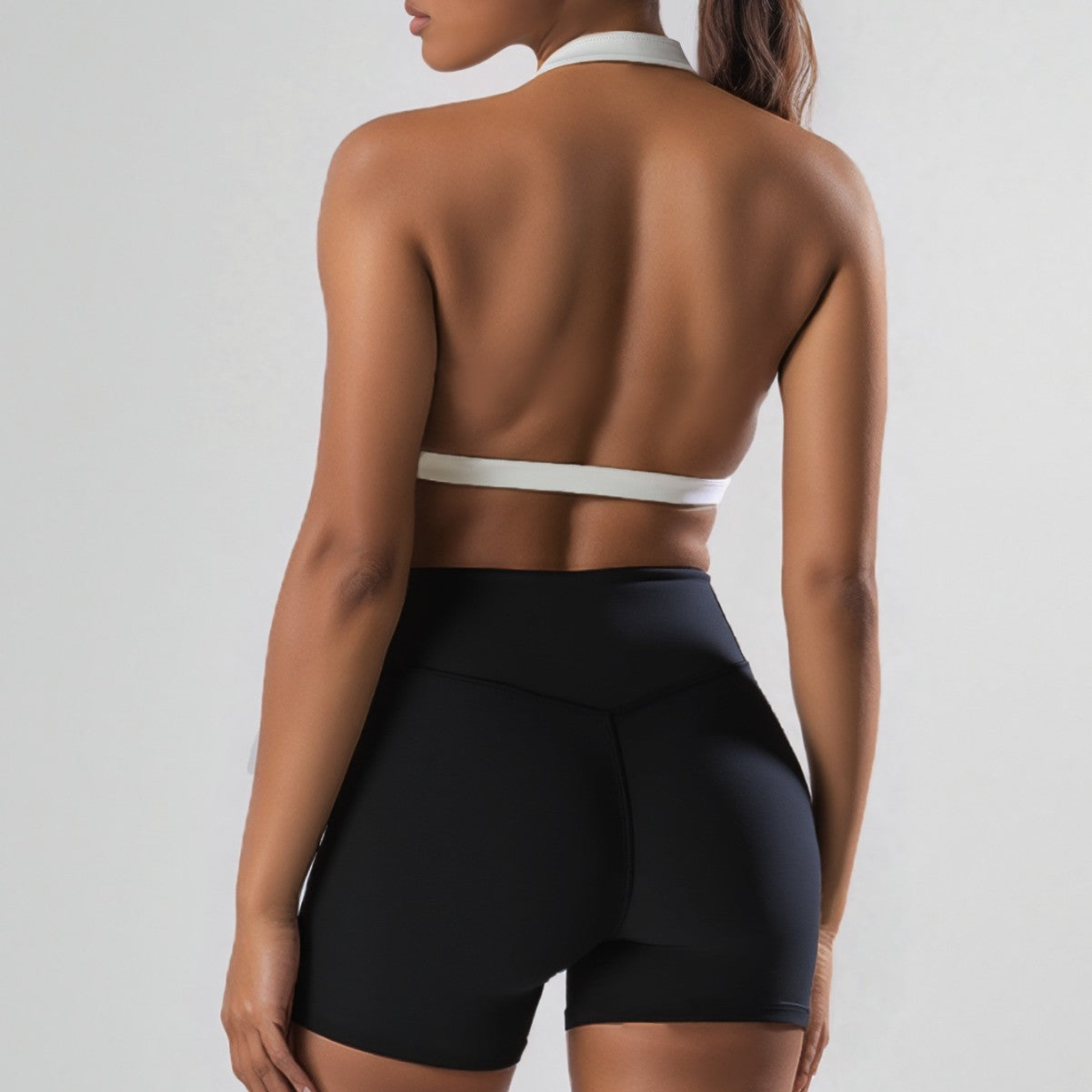 Damen Sport-Bikini-Oberteil mit hoch geschnittenen Shorts R&B