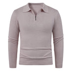 Herren Strickpullover mit halb offenem Kragen und feiner Rippenstruktur R&B