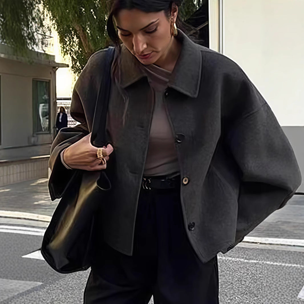 Damen Modische Oversized Jacke aus hochwertigem Wollgemisch R&B