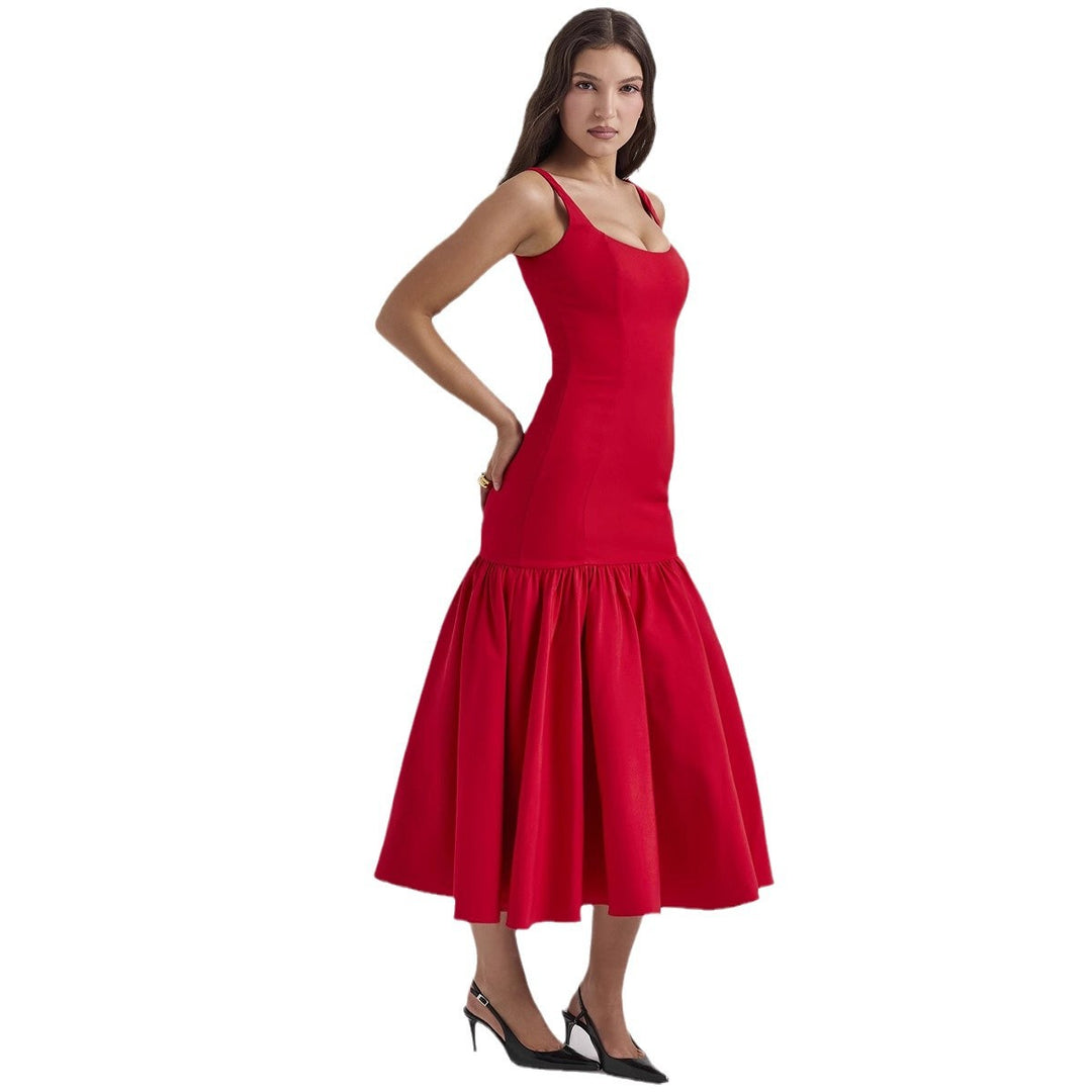 Damen Maxikleid mit schickem Taillen-Schnitt und voluminösem Rock R&B