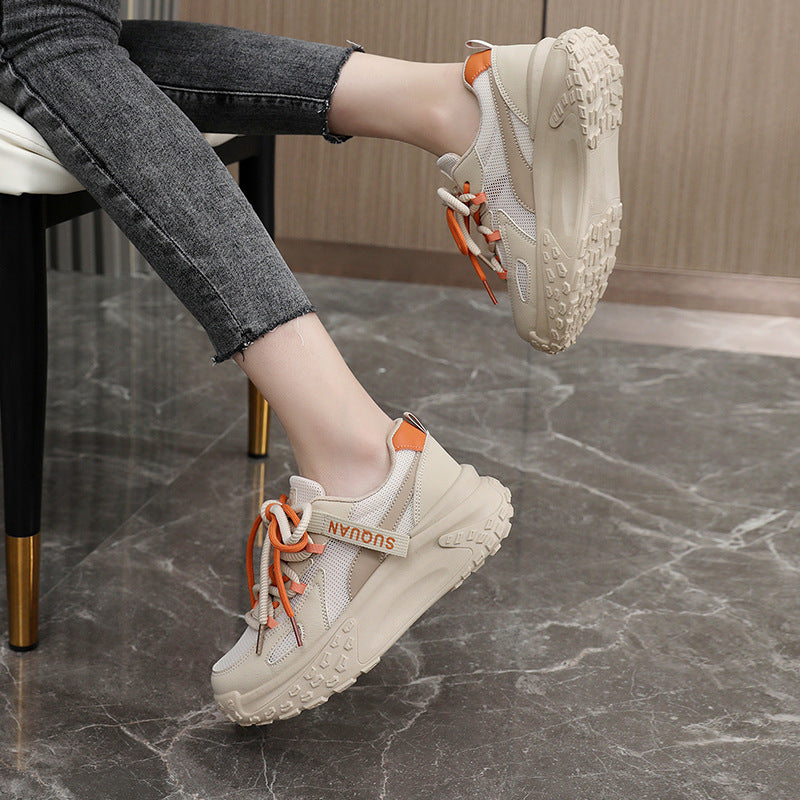 Damen trendige Chunky Sneakers mit atmungsaktiven Mesh-Einsätzen und komfortabler Dämpfung R&B