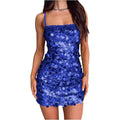 Damen Glitzerndes Minikleid mit Spiralmuster und Spaghettiträgern R&B