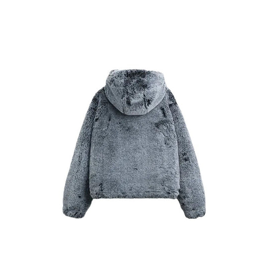 Damen Flauschige Teddyjacke mit hohem Kragen und praktischen Taschen R&B