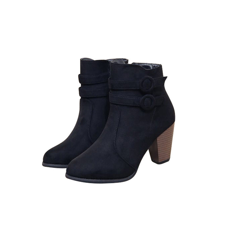 Damen Elegante Ankle Boots mit modischer Knopfdekoration und komfortablem Blockabsatz R&B