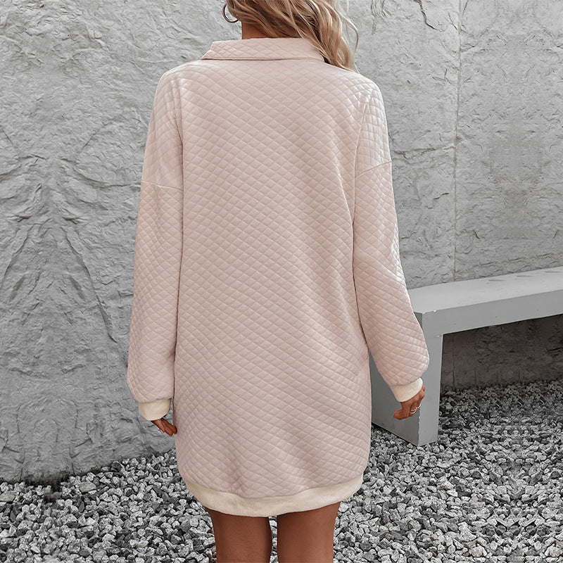 Damen Sweatkleid mit modernem Stehkragen und strukturiertem Design R&B