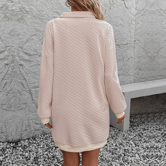 Damen Sweatkleid mit modernem Stehkragen und strukturiertem Design R&B