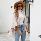 Damen Strickponcho mit luxuriösen Fransen und modernem Design