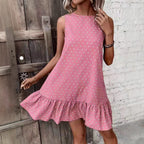 Damen Minikleid mit Herzmuster und Volantabschluss R&B