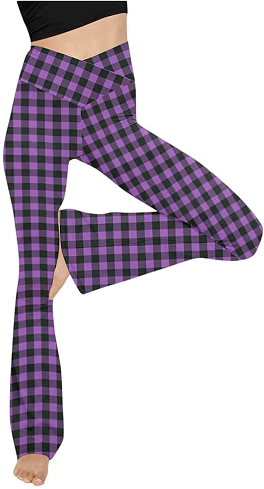 Damen Bootcut Yoga-Hose aus elastischem Material mit hohem Bund R&B