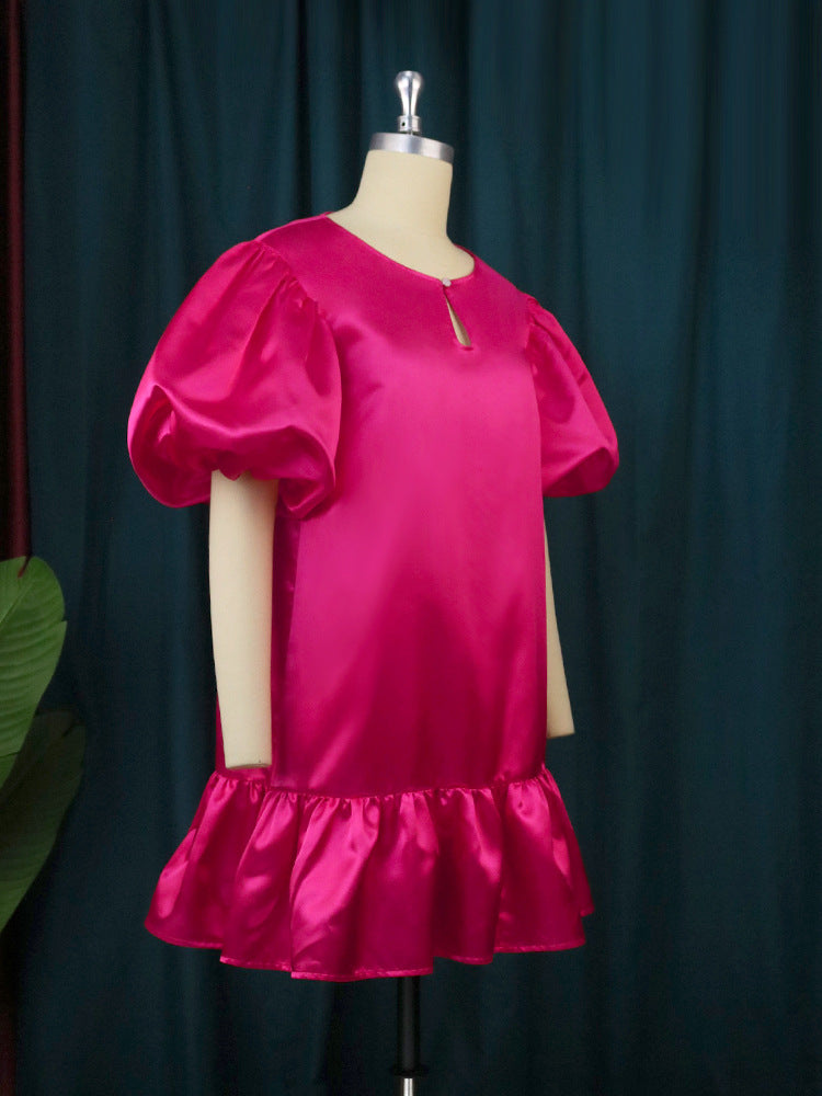 Damen Puffärmel Kleid R&B