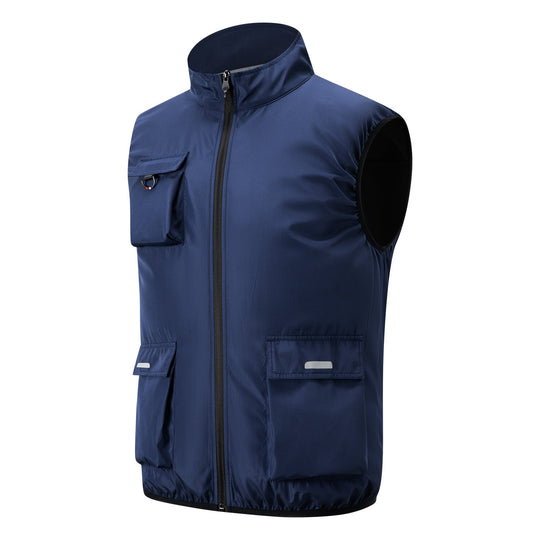 Herren nan leichte multifunktionale Outdoorweste mit Reißverschluss und Mehrfachtaschen R&B