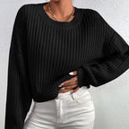 Damen Grobstrickpullover mit lässigem Schnitt und überschnittenen Schultern
