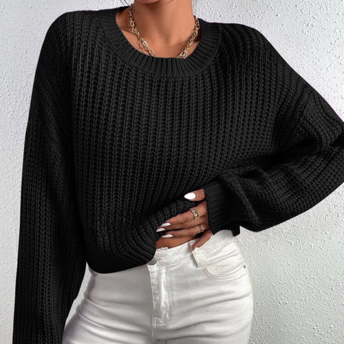 Damen Grobstrickpullover mit lässigem Schnitt und überschnittenen Schultern R&B