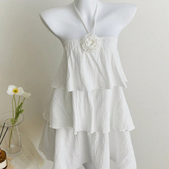 Damen luftiges Strandkleid mit Rüschendetails R&B