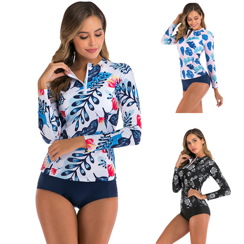 Damen Langarm-Surfuanzug mit floralem Motiv R&B
