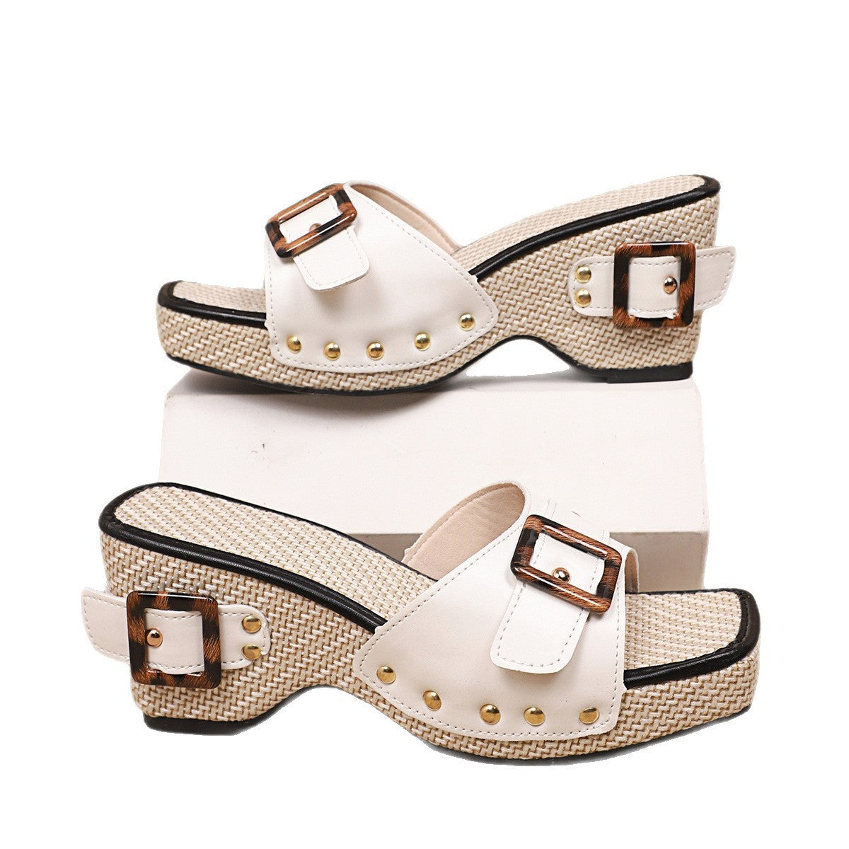 Damen Wedge-Pantoletten mit trendigem Schnallen-Detail R&B