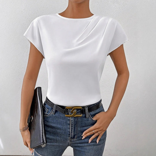 Damen Elegantes Kurzarm-Top mit modernem Schnitt und fließendem Stoff R&B