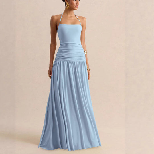 Damen Elegantes Maxikleid mit rüschiertem Oberteil und zarter Silhouette R&B