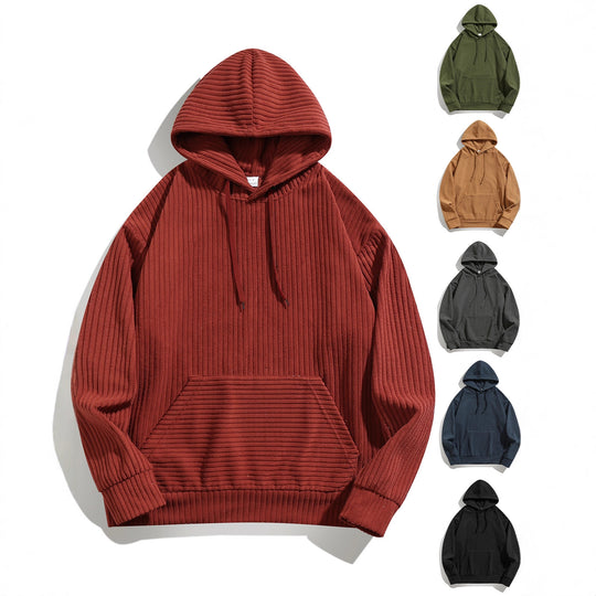 Herren Kapuzenpullover mit strukturierter Ripp-Textur und praktischen Taschen R&B
