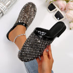 Damen Glamouröse Mules mit funkelnden Strassverzierungen R&B