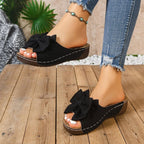 Damen Slipper mit großem Schleifen-Design R&B