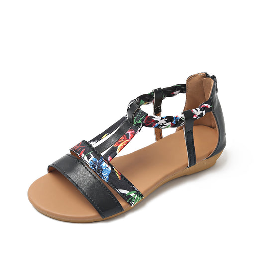Damen Offene Sandalen mit geflochtenem Riemendesign und elegantem floralem Detail R&B