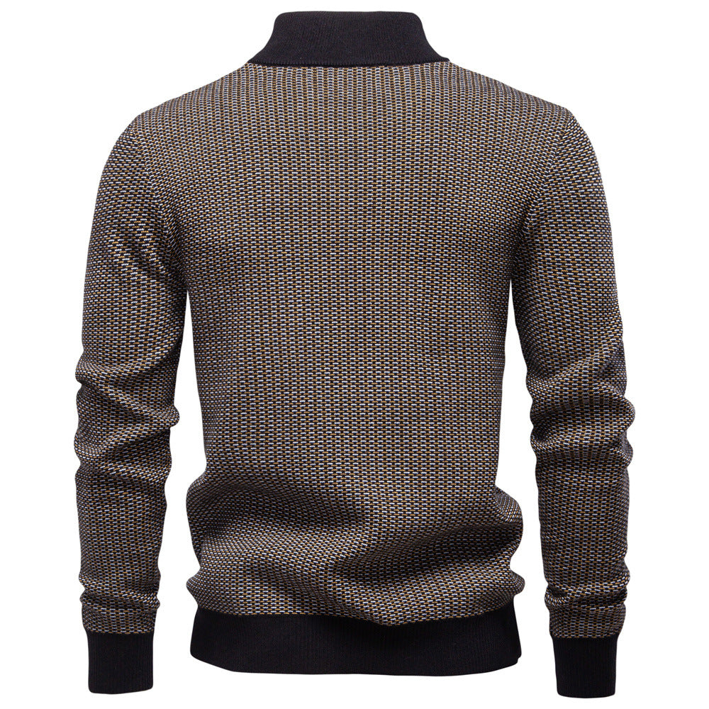 Herren Strickpullover mit modernem Zipper und strukturiertem Design