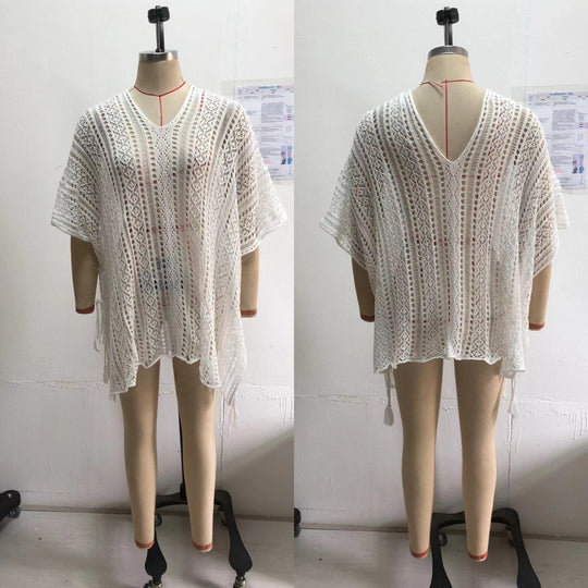 Damen Häkel-Strandtunika mit elegantem Schnitt und durchbrochenen Details R&B
