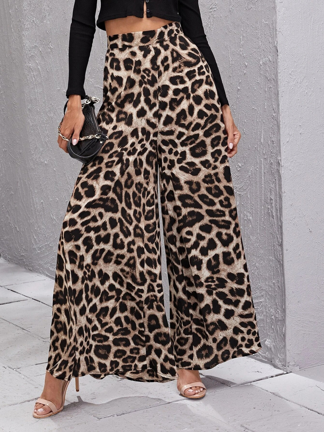 Damen Weitbeinige Hose im trendigen Leopardenmuster R&B