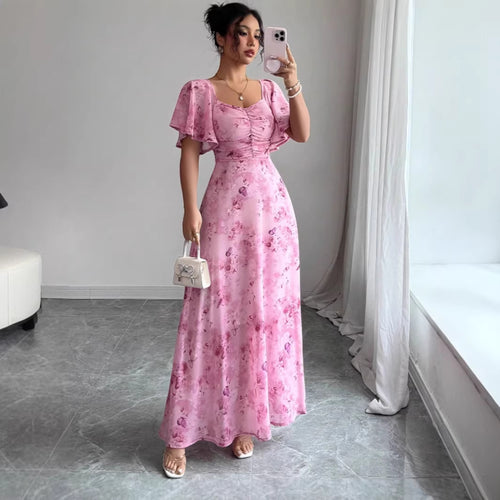 Damen Maxikleid mit fließendem Schnitt und romantischem Blumenmuster R&B