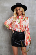 Damen Bluse mit buntem Floral-Print und Schluppenkragen R&B