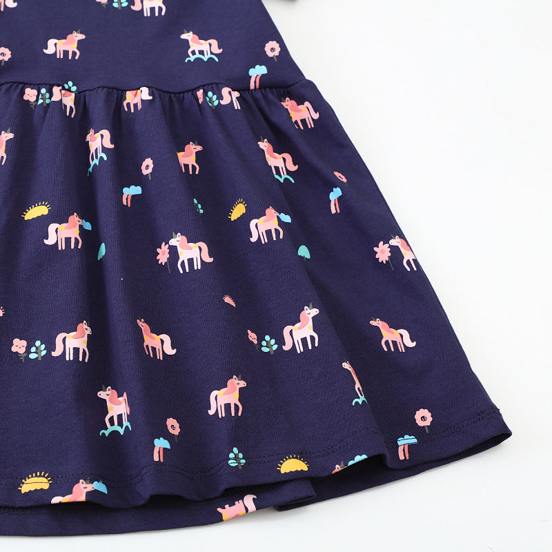 Mädchen Kurzarm Kleid mit verspieltem Einhorn-Motiv R&B