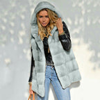 Damen Fleece-Weste mit Kapuze
