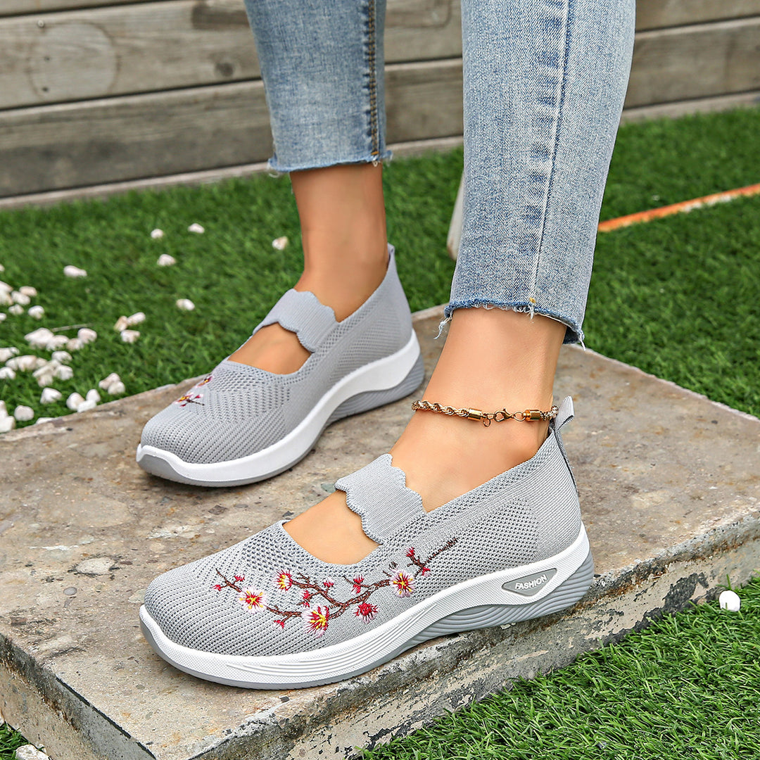 Damen Bequeme Sneaker mit floralen Stickereien R&B