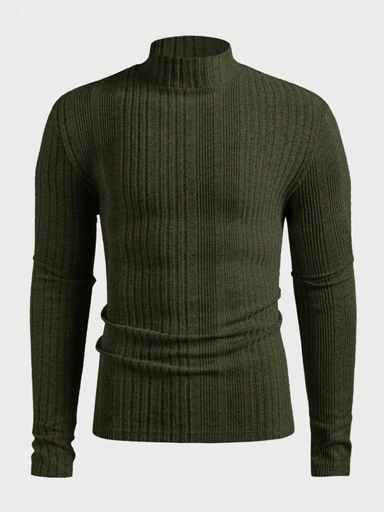 Herren Strickpullover mit hohem Kragen und Rippstruktur R&B