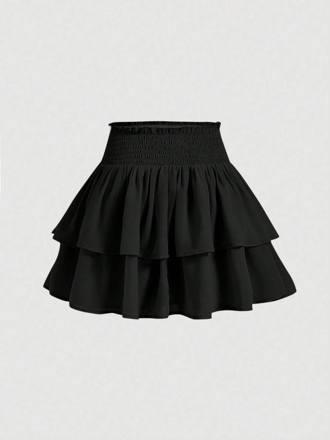 Damen Volantrock mit elastischem Bund und mehrlagigem Design Heidi-Mode