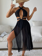 Damen Wickelkleid mit modischem Schnitt und elegantem Ringdetail R&B